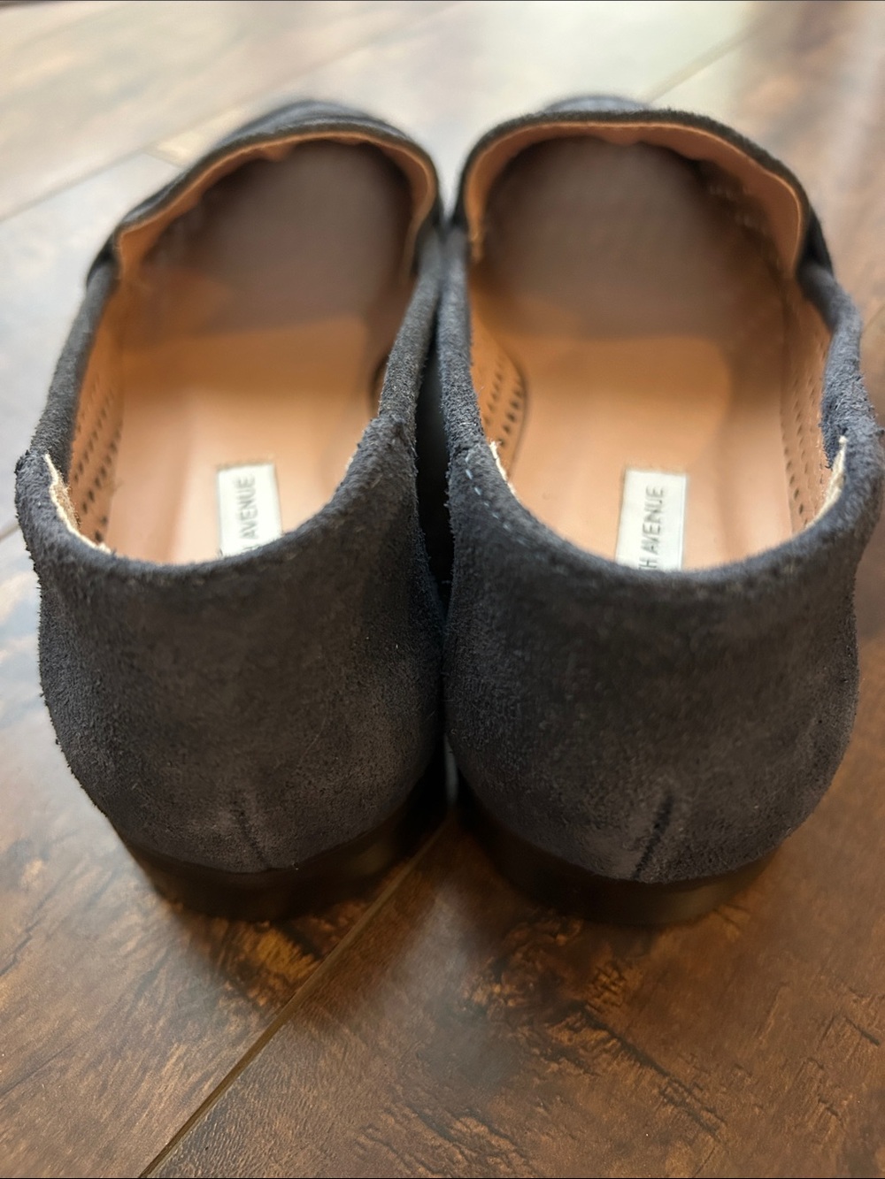 Saks Fifth Avenue Navy Suede Perforated Penny Loafers - Picture 5 of 5